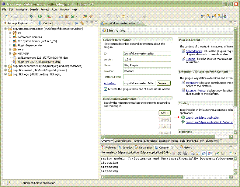 How to launch the Converter plug-in in an eclipse workspace